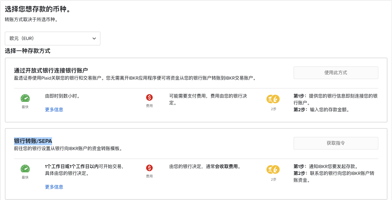 盈透入金选择SEPA